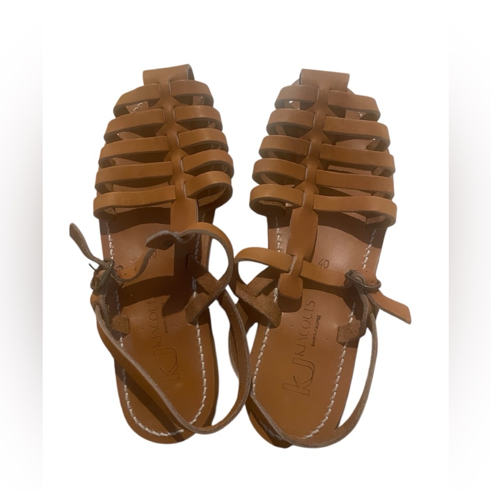 K.Jacques Brown Leather Strappy Sandals